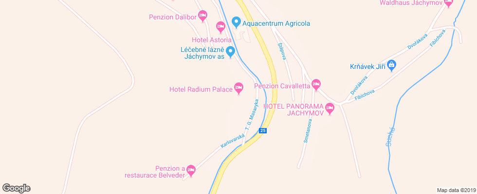 Отель Radium Palace на карте Чехии