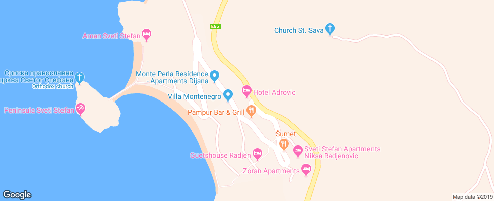 Отель Adrovic на карте Черногории