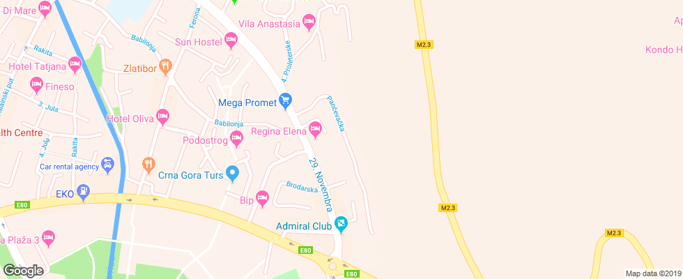 Отель Apartments A&n на карте Черногории