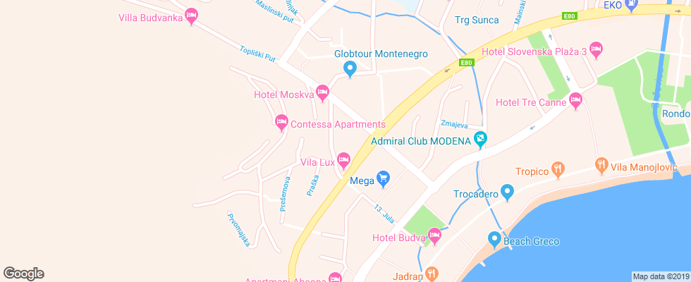 Отель Apt Salus на карте Черногории