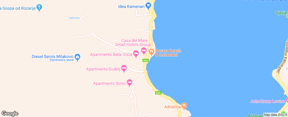 Отель Casa Del Mare Mediterraneo на карте Черногории
