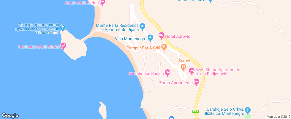 Отель Danilo Kazanegra на карте Черногории