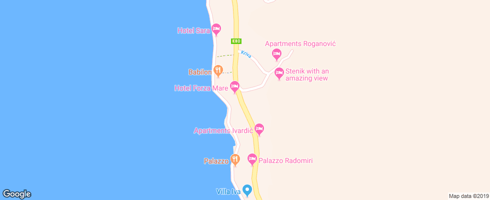 Отель Forza Mare на карте Черногории