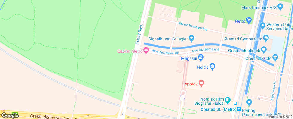 Отель Cabinn Metro на карте Дании