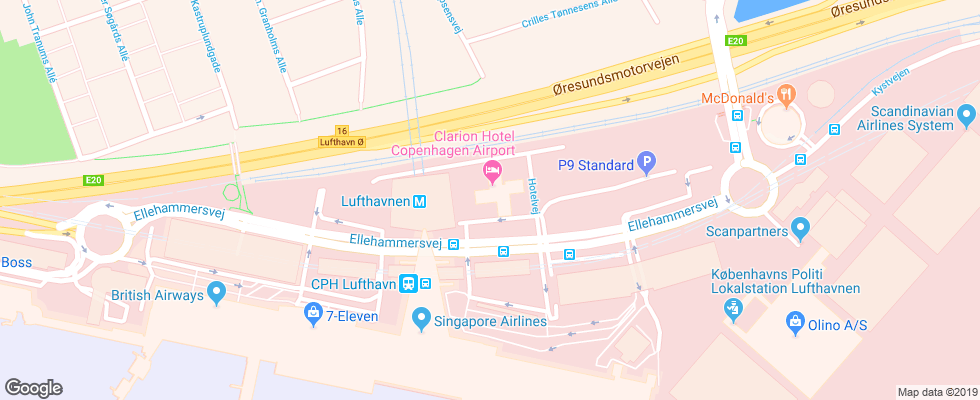Отель Clarion Hotel Copenhagen Airport (Kobenhavn-Kastrup) на карте Дании