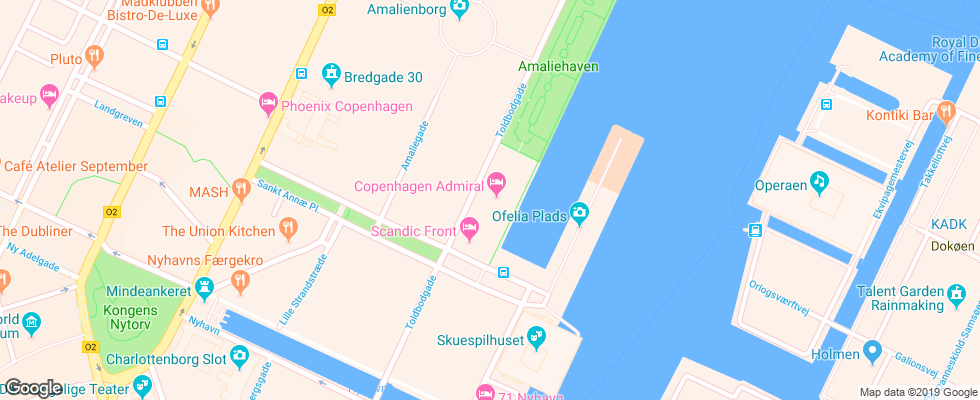 Отель Copenhagen Admiral на карте Дании