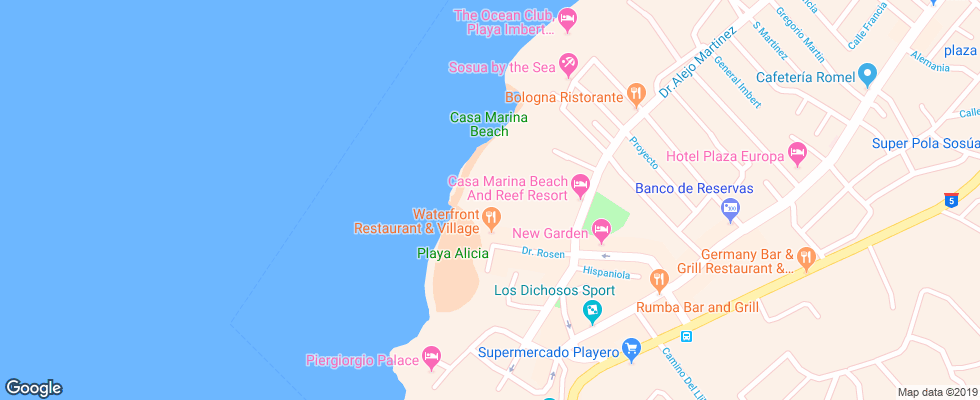 Отель Amhsa Marina Casa Marina Reef на карте Доминиканы