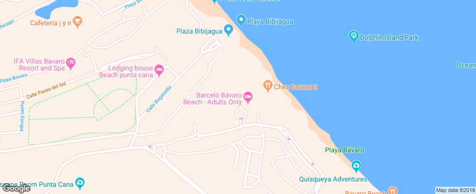 Отель Barcelo Bavaro Beach на карте Доминиканы