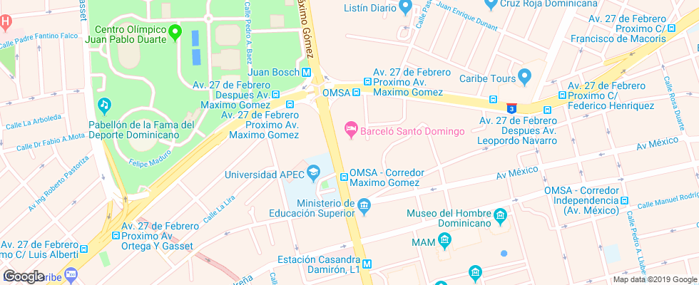 Отель Barcelo Santo Domingo на карте Доминиканы
