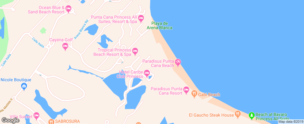 Отель Caribe Club Princess Beach Resort & Spa на карте Доминиканы