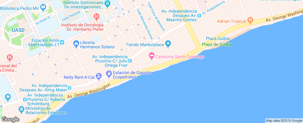 Отель Catalonia Santo Domingo на карте Доминиканы