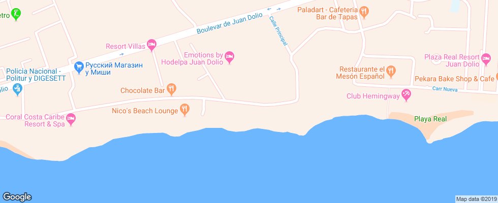 Отель Emotions Beach Resort By Hodelpa на карте Доминиканы