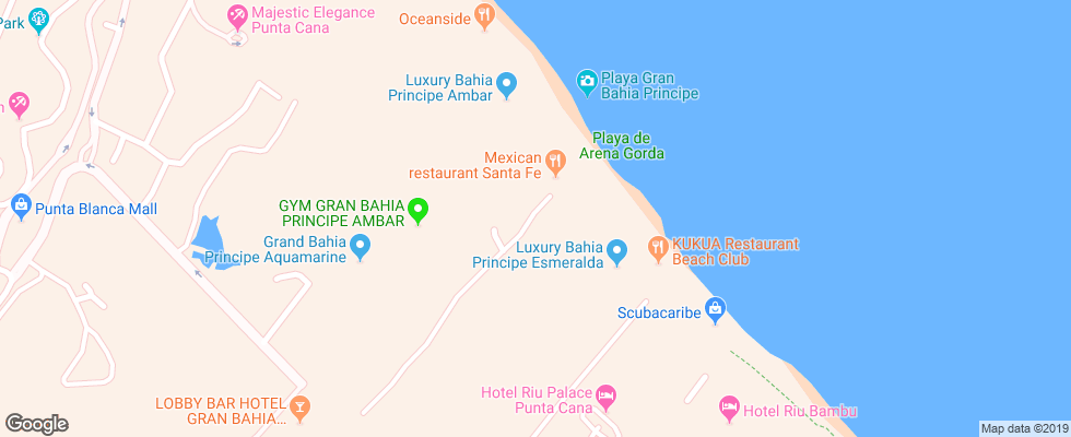 Отель Grand Bahia Principe Bavaro на карте Доминиканы