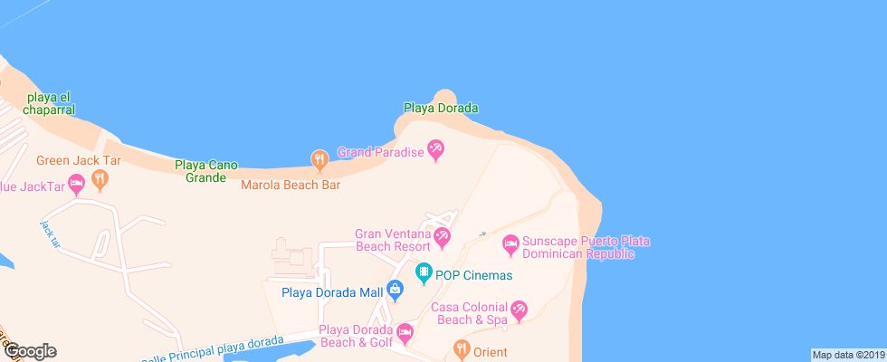 Отель Grand Paradise Playa Dorada на карте Доминиканы