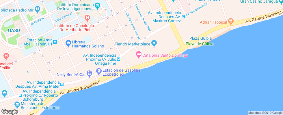 Отель Hilton Santo Domingo на карте Доминиканы