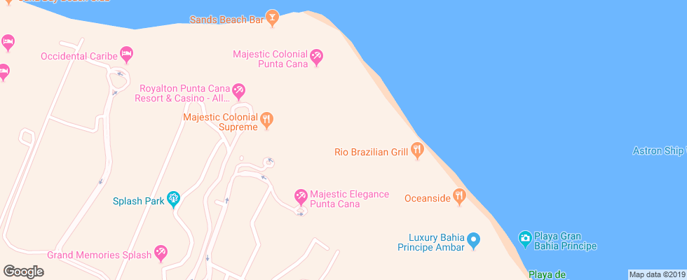 Отель Majestic Elegance Punta Cana на карте Доминиканы