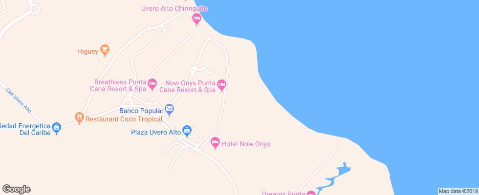 Отель Now Onyx Punta Cana на карте Доминиканы