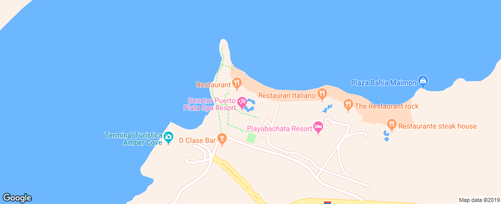 Отель Senator Puerto Plata Spa Resort на карте Доминиканы