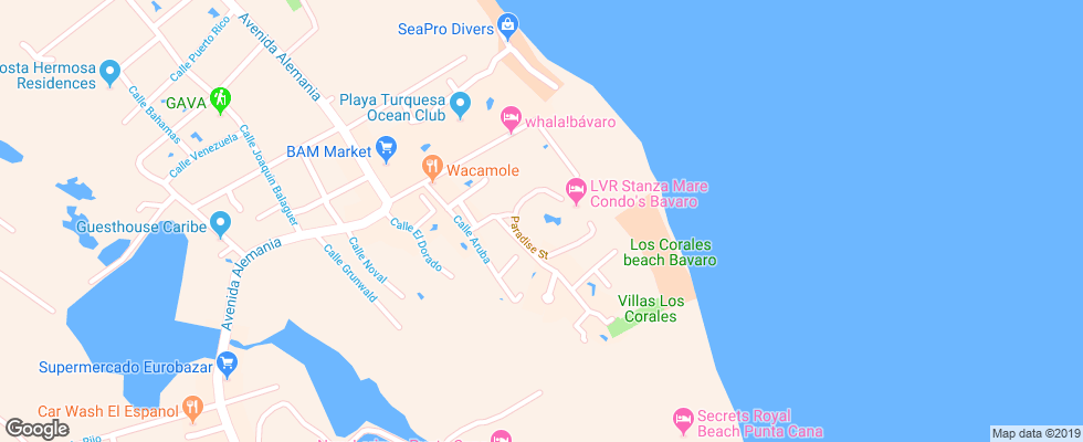 Отель Stanza Mare Coral Comfort на карте Доминиканы