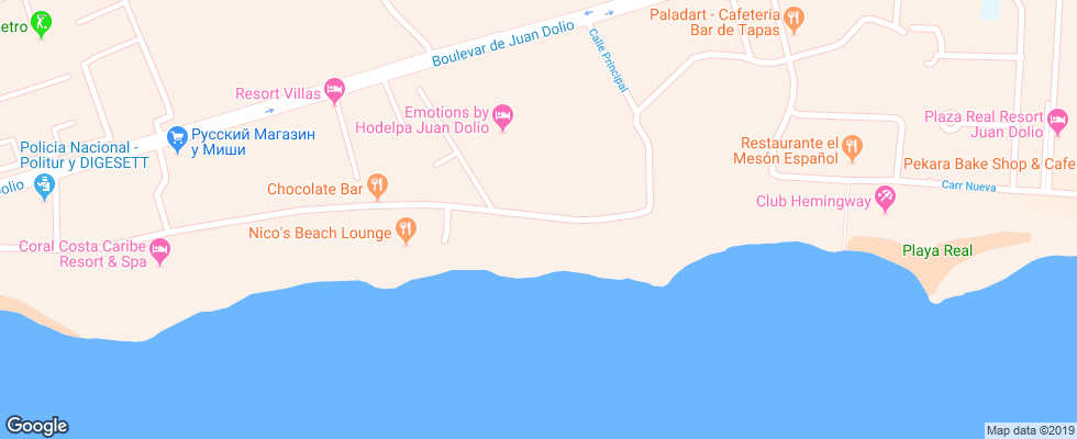 Отель Talanquera Beach Resort на карте Доминиканы