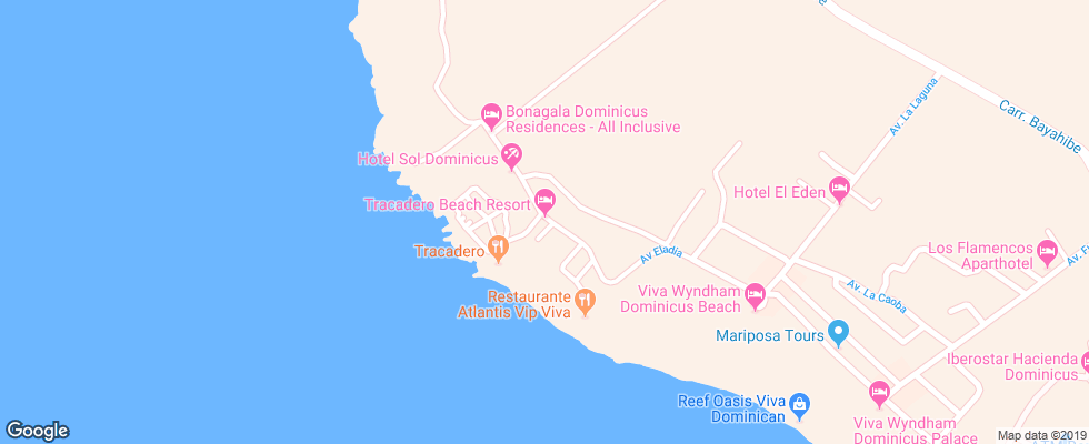 Отель Tracadero Beach Resort на карте Доминиканы