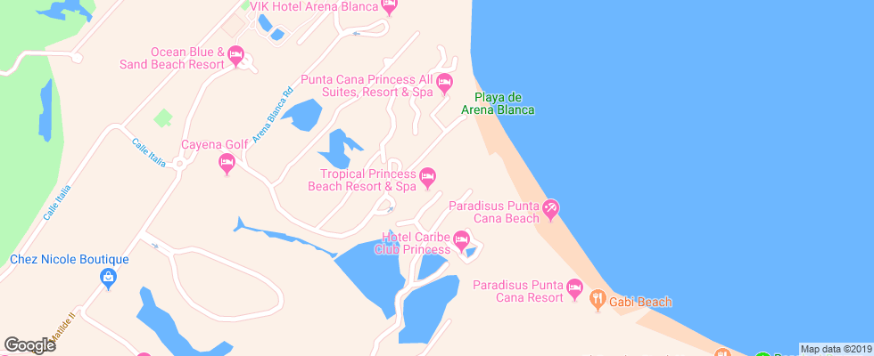 Отель Tropical Princess Beach Resort & Spa на карте Доминиканы