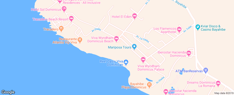 Отель Viva Wyndham Dominicus Beach на карте Доминиканы