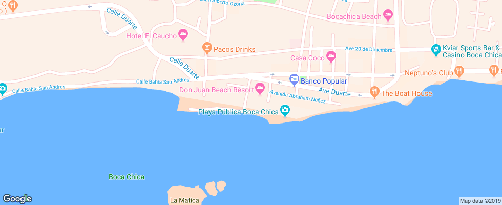 Отель Whala Boca Chica на карте Доминиканы