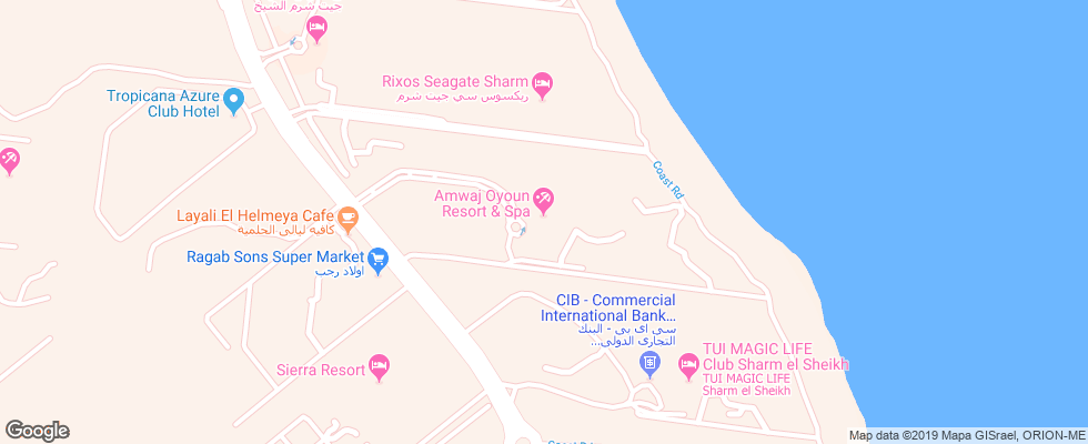 Отель Amwaj Oyoun Resort & Spa на карте Египта