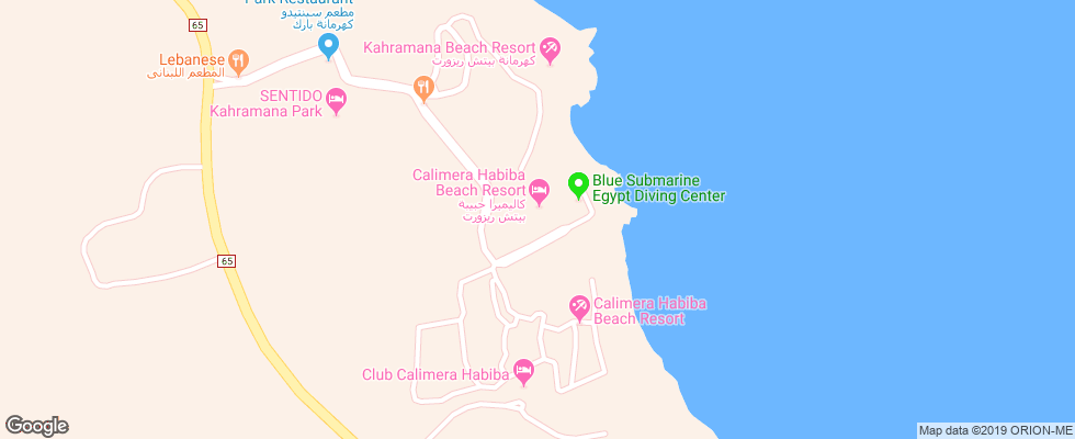Отель Calimera Habiba Beach Resort на карте Египта