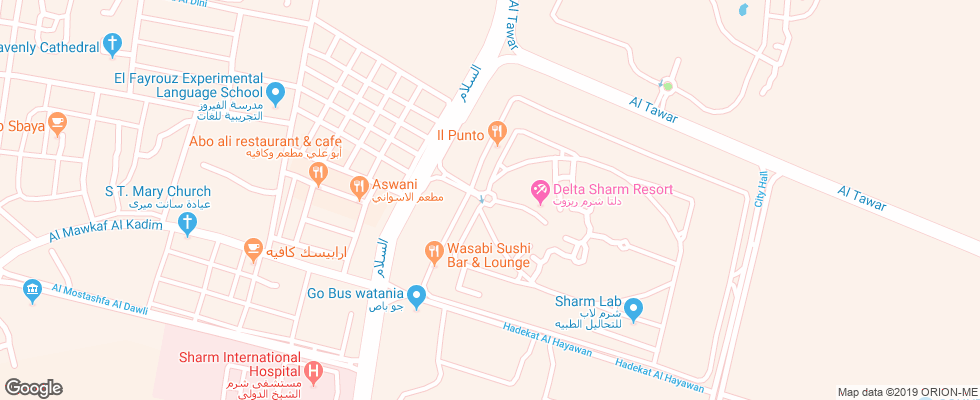 Отель Delta Sharm на карте Египта