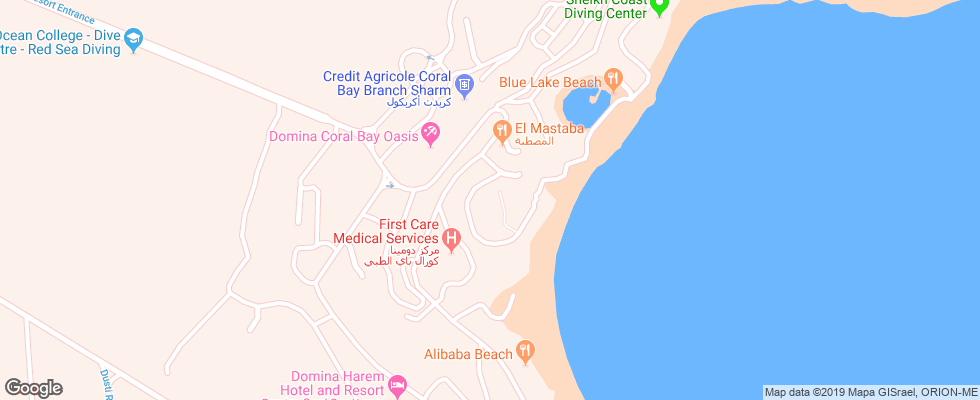Отель Domina Coral Bay Aquamarine Beach на карте Египта