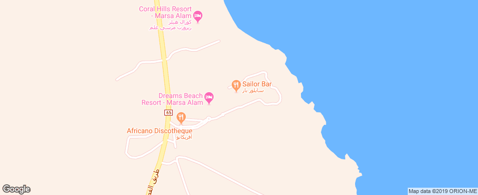 Отель Dreams Beach Resort Marsa Alam на карте Египта