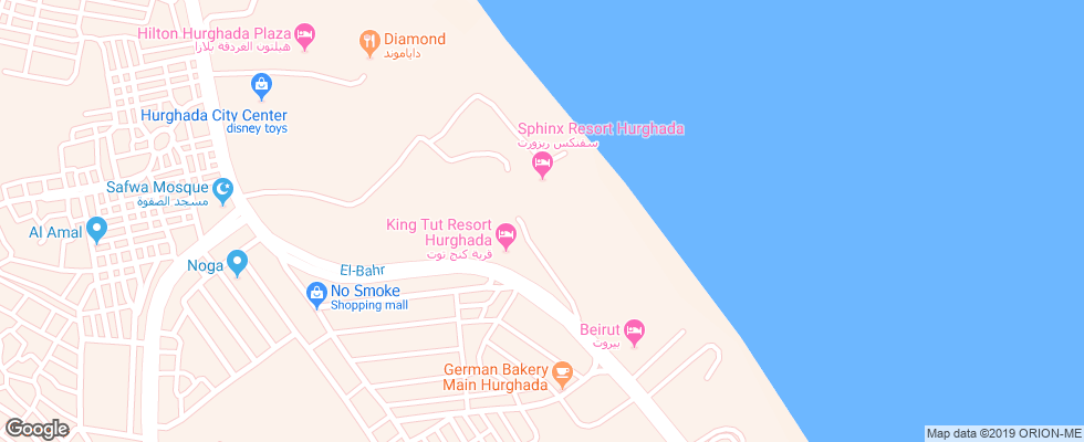 Отель King Tut Aqua Park Beach Resort на карте Египта