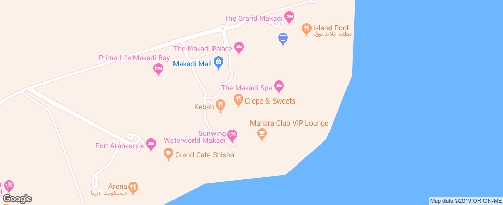 Отель Sunwing Waterworld Makadi на карте Египта