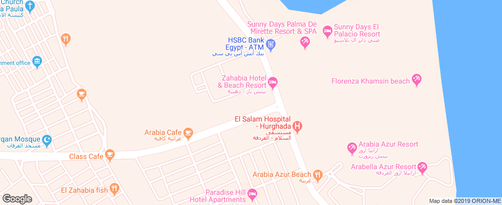 Отель Zahabia Hotel & Beach Resort на карте Египта