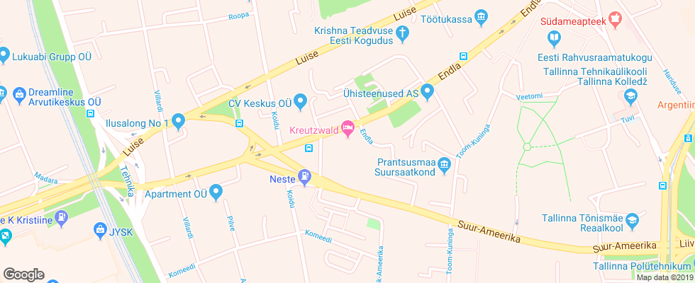 Отель Kreutzwald на карте Эстонии