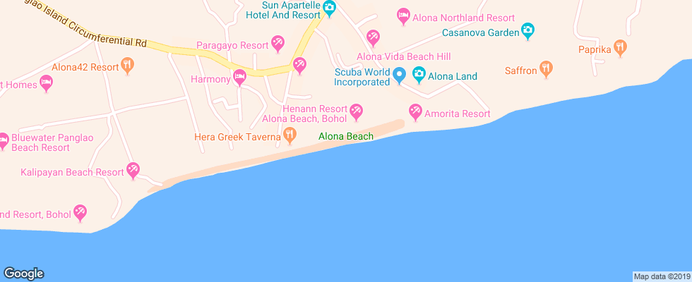 Отель Alona Kew White Beach Resort на карте Филиппин