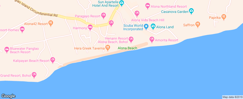 Отель Alona Vida Beach Resort на карте Филиппин