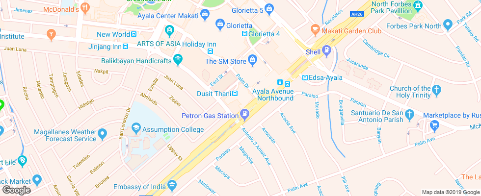 Отель Dusit Thani Manila на карте Филиппин