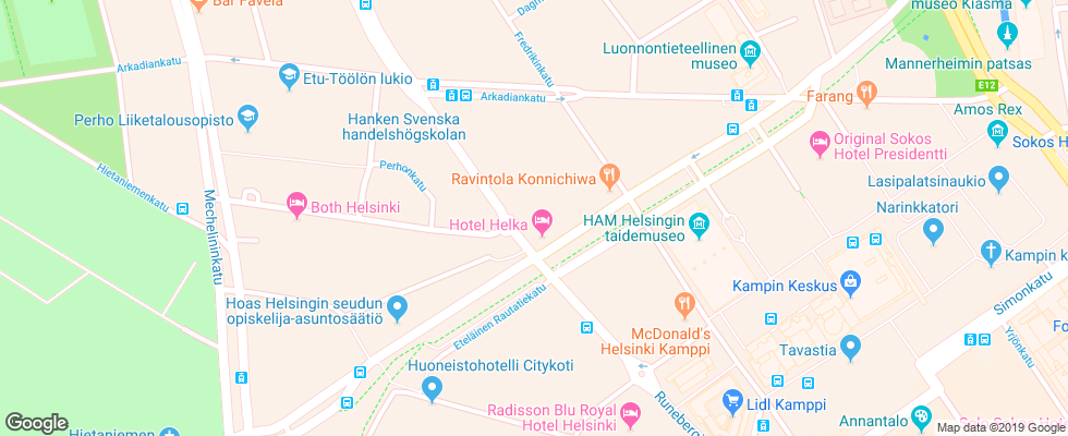 Отель Helka на карте Финляндии