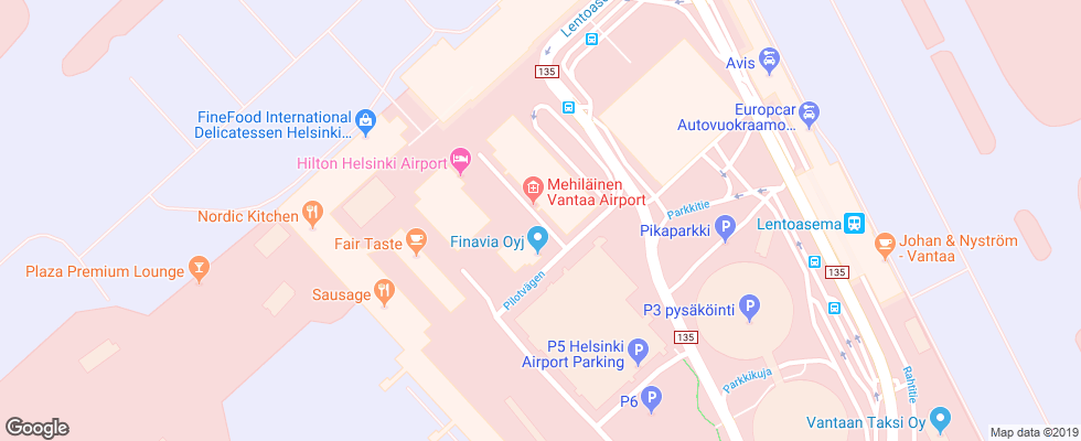 Отель Hilton Helsinki-Vantaa Airport Hotel на карте Финляндии