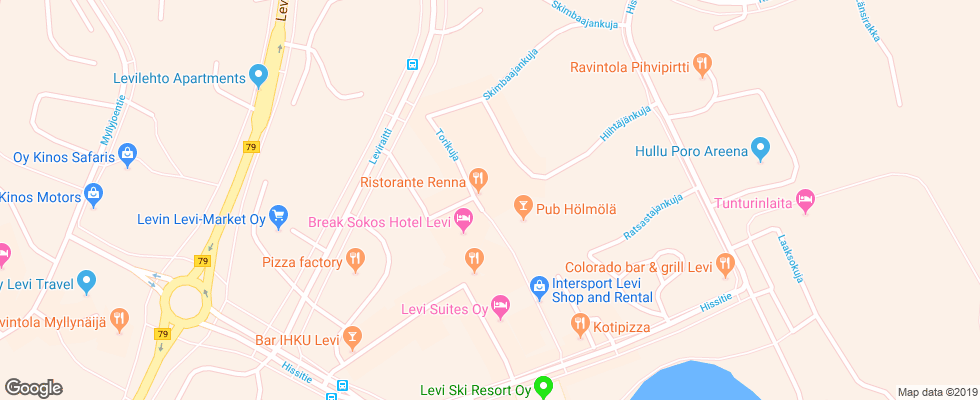 Отель Levi Gold на карте Финляндии