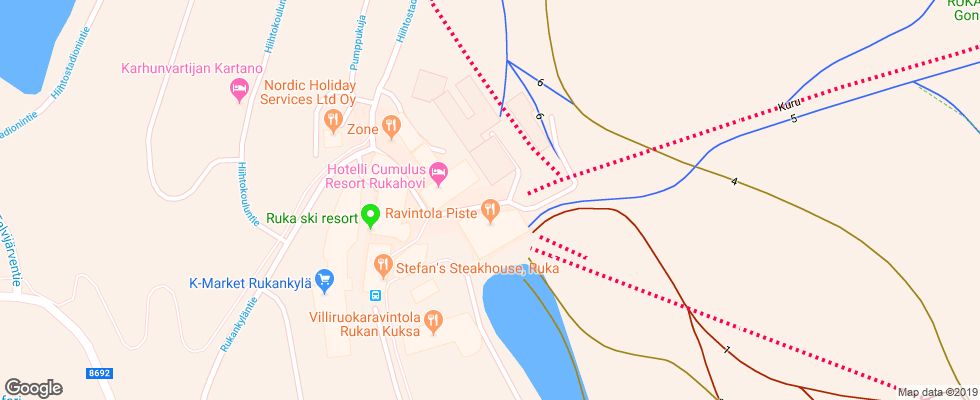Отель Ruka Village на карте Финляндии