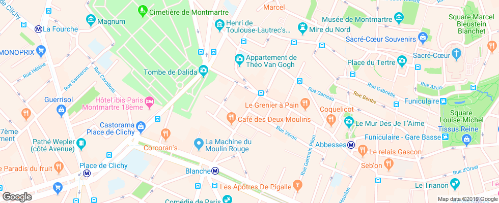 Отель 29 Lepic Montmartre на карте Франции