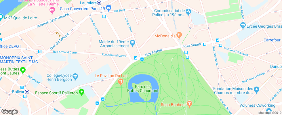 Отель Adagio Paris Buttes Chaumont на карте Франции