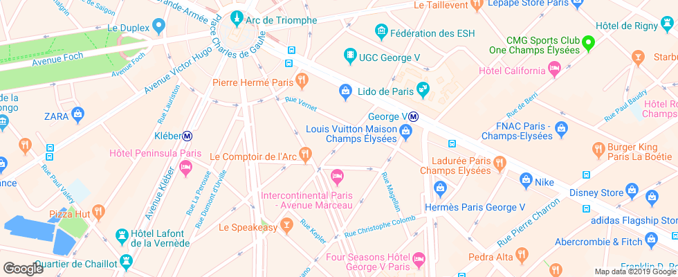 Отель Amarante Champs Elysees на карте Франции
