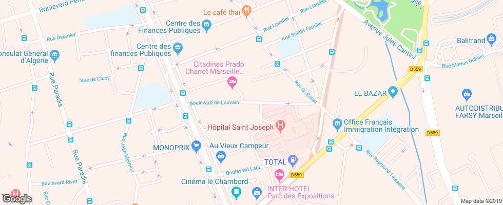 Отель Citadines Marseille Prado Chanot на карте Франции