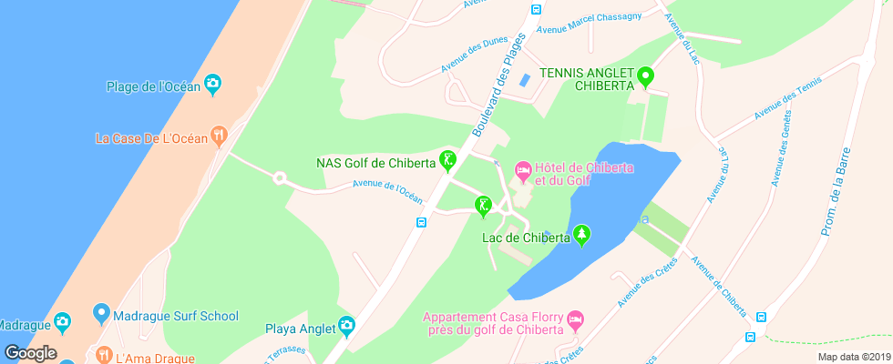 Отель De Chiberta Et Du Golf на карте Франции