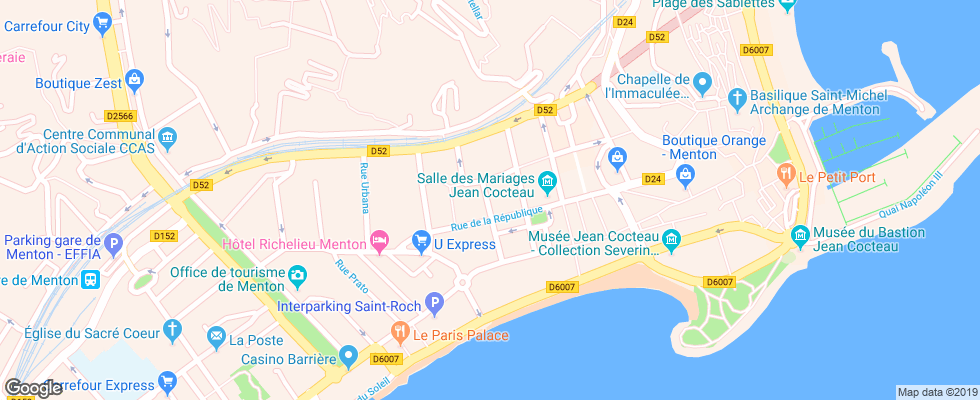 Отель Ibis Styles Menton Centre на карте Франции